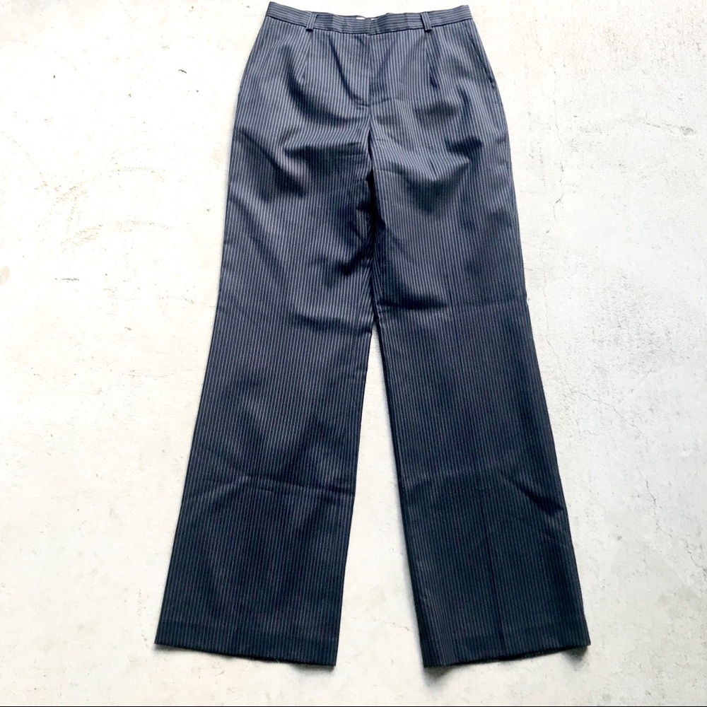 Talbots Stretch Navy Striped Wool & Silk Trousers